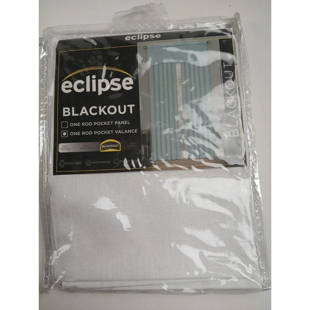 NEW Eclipse Blackout 42 x 18 Tab Top single curtain panel 'Kendall White' #CT21